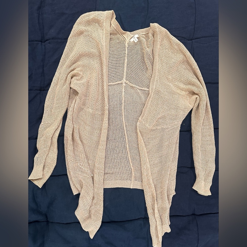 Nordstrom Light Tan Open-Front Cardigan